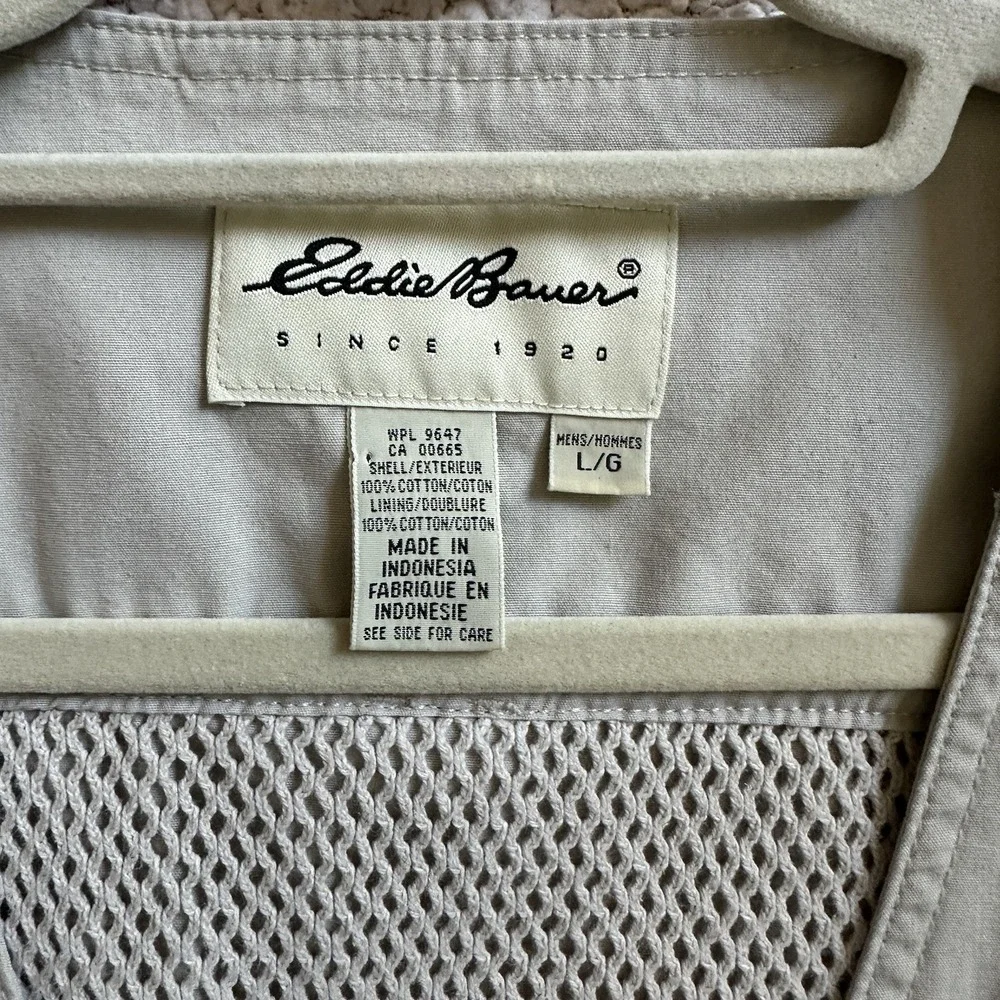 VTG Eddie Bauer Voyager Vest 2919 Men's Size Large Beige 100% Heavyweight Cotton